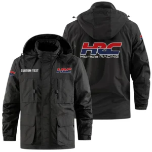 HRC Honda Racing Exclusive Logo Windbreaker Jacket Hooded Detachable, Outdoor Jacket Multi Pocket, Custom Name HIDI180325Y26WMPHRC