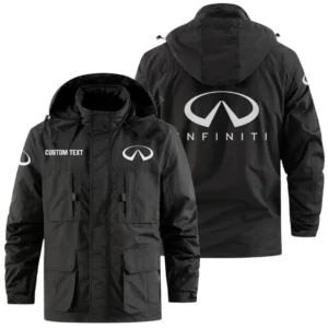 Infiniti Exclusive Logo Windbreaker Jacket Hooded Detachable, Outdoor Jacket Multi Pocket, Custom Name HIDI180325Y26WMPINF