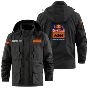 Red Bull KTM Factory Racing Exclusive Logo Windbreaker Jacket Hooded Detachable, Outdoor Jacket Multi Pocket, Custom Name HIDI180325Y26WMPKTM