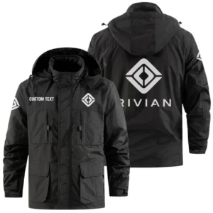 Rivian Automotive Exclusive Logo Windbreaker Jacket Hooded Detachable, Outdoor Jacket Multi Pocket, Custom Name HIDI180325Y26WMPRVA