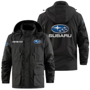 Subaru Exclusive Logo Windbreaker Jacket Hooded Detachable, Outdoor Jacket Multi Pocket, Custom Name HIDI180325Y26WMPSUB