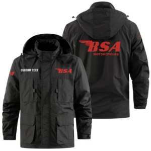 BSA Motorcycles Exclusive Logo Windbreaker Jacket Hooded Detachable, Outdoor Jacket Multi Pocket, Custom Name HIDI190325Y26WMPBSA