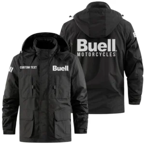 Buell Motorcycles Exclusive Logo Windbreaker Jacket Hooded Detachable, Outdoor Jacket Multi Pocket, Custom Name HIDI190325Y26WMPBUM