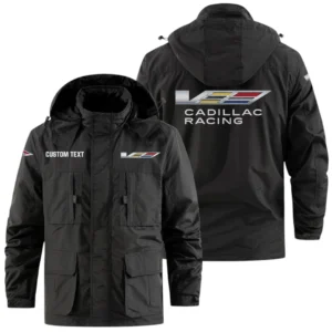 Cadillac Racing Exclusive Logo Windbreaker Jacket Hooded Detachable, Outdoor Jacket Multi Pocket, Custom Name HIDI190325Y26WMPCAR