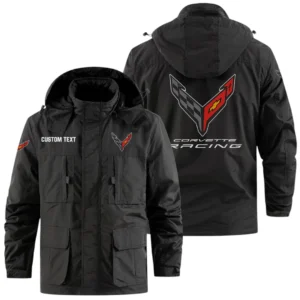Corvette Racing Exclusive Logo Windbreaker Jacket Hooded Detachable, Outdoor Jacket Multi Pocket, Custom Name HIDI190325Y26WMPCOV