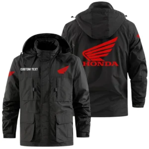 Honda Motor Exclusive Logo Windbreaker Jacket Hooded Detachable, Outdoor Jacket Multi Pocket, Custom Name HIDI190325Y26WMPHOM