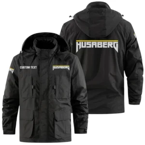 Husaberg Exclusive Logo Windbreaker Jacket Hooded Detachable, Outdoor Jacket Multi Pocket, Custom Name HIDI190325Y26WMPHUS
