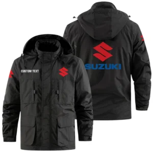 Suzuki Motor Exclusive Logo Windbreaker Jacket Hooded Detachable, Outdoor Jacket Multi Pocket, Custom Name HIDI190325Y26WMPKIM