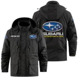 Subaru Motorsports USA Racing Exclusive Logo Windbreaker Jacket Hooded Detachable, Outdoor Jacket Multi Pocket, Custom Name HIDI190325Y26WMPSUM