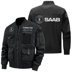 Saab Exclusive Logo Jacket x Baseball Collar Style Multiple Pockets Men’s Hiking Outdoor Jacket Custom Name HIHI170325Y40JCXSAA