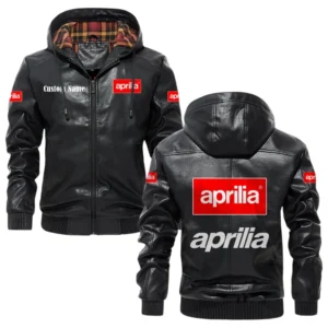 Aprilia Exclusive Logo Hooded Jacket PU Leather x Durable Windproof Warm Soft Checkered Lining, Custom Name HG280325Y47JHLCT1APR