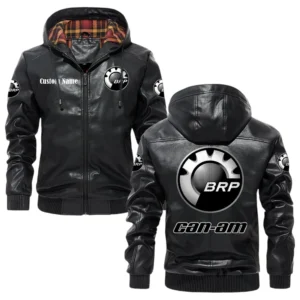 Can Am Emblem Exclusive Logo Hooded Jacket PU Leather x Durable Windproof Warm Soft Checkered Lining, Custom Name HG280325Y47JHLCT1CAE