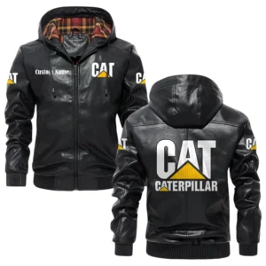 Caterpillar Exclusive Logo Hooded Jacket PU Leather x Durable Windproof Warm Soft Checkered Lining, Custom Name HG280325Y47JHLCT1CAT