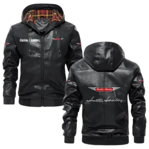 Austin Healey Exclusive Logo Hooded Jacket PU Leather x Durable Windproof Warm Soft Checkered Lining, Custom Name HG280325Y47JHLCT2AUS