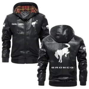 Ford Bronco Exclusive Logo Hooded Jacket PU Leather x Durable Windproof Warm Soft Checkered Lining, Custom Name HG290325Y47JHLCT1FOB