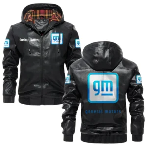 General Motors Exclusive Logo Hooded Jacket PU Leather x Durable Windproof Warm Soft Checkered Lining, Custom Name HG290325Y47JHLCT1GEM