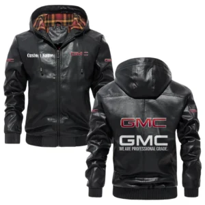 GMC Exclusive Logo Hooded Jacket PU Leather x Durable Windproof Warm Soft Checkered Lining, Custom Name HG290325Y47JHLCT1GMC