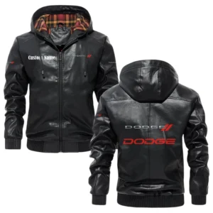 Dodge Exclusive Logo Hooded Jacket PU Leather x Durable Windproof Warm Soft Checkered Lining, Custom Name HG290325Y47JHLCT3DOD