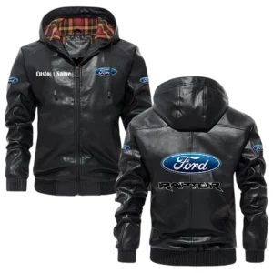 Ford Raptor Exclusive Logo Hooded Jacket PU Leather x Durable Windproof Warm Soft Checkered Lining, Custom Name HG290325Y47JHLCT4FOR