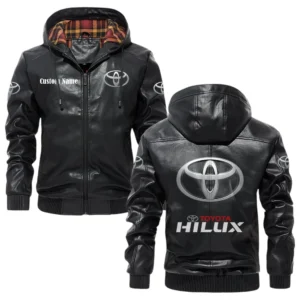 Hilux Exclusive Logo Hooded Jacket PU Leather x Durable Windproof Warm Soft Checkered Lining, Custom Name HG310325Y47JHLCT1TOY