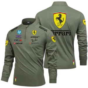 Scuderia Ferrari F1 Racing Limited 2025 Long Sleeve Shirt, Stand Collar Quarter Zip-up HIDI210325Y49LMT05SF1
