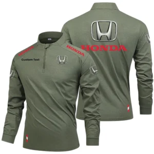 HONDA Limited 2025 Long Sleeve Shirt, Stand Collar Quarter Zip-up Custom Name HIDI260325Y49LMT05HON