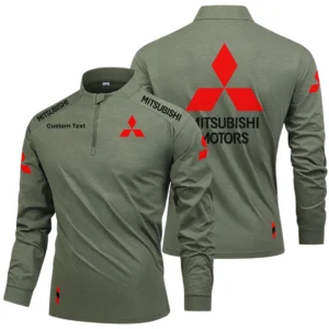 Mitsubishi Limited 2025 Long Sleeve Shirt, Stand Collar Quarter Zip-up Custom Name HIDI260325Y49LMT05MIT