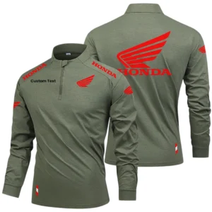 Honda Motor Limited 2025 Long Sleeve Shirt, Stand Collar Quarter Zip-up Custom Name HIDI270325Y49LMT05HOM
