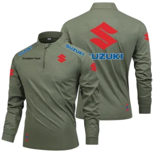 Suzuki Motor Limited 2025 Long Sleeve Shirt, Stand Collar Quarter Zip-up Custom Name HIDI270325Y49LMT05KIM