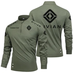 Rivian Automotive Limited 2025 Long Sleeve Shirt, Stand Collar Quarter Zip-up Custom Name HIDI270325Y49LMT05RVA