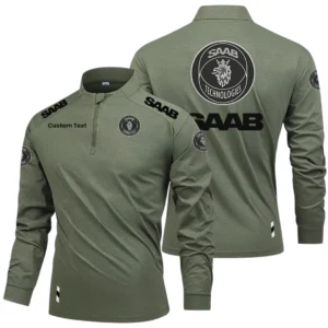 Saab Limited 2025 Long Sleeve Shirt, Stand Collar Quarter Zip-up Custom Name HIDI270325Y49LMT05SAA