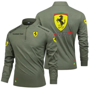 Scuderia Ferrari Limited 2025 Long Sleeve Shirt, Stand Collar Quarter Zip-up Custom Name HIDI270325Y49LMT05SCF