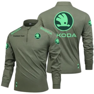 Skoda Limited 2025 Long Sleeve Shirt, Stand Collar Quarter Zip-up Custom Name HIDI270325Y49LMT05SKO