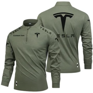 Tesla Limited 2025 Long Sleeve Shirt, Stand Collar Quarter Zip-up Custom Name HIDI270325Y49LMT05TES