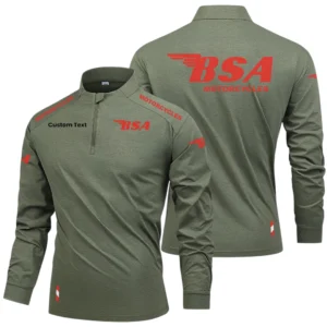 BSA Motorcycles Limited 2025 Long Sleeve Shirt, Stand Collar Quarter Zip-up Custom Name HIDI280325Y49LMT05BSA