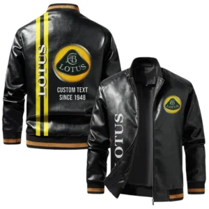 Vintage Lotus Cars Exclusive Logo Jacket, Classic Ribbed Collar and Striped Cuffs, Custom Name TN01042025Y12LJ93CT1LOT