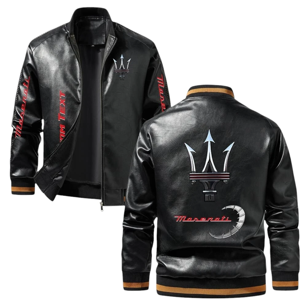 Vintage Maserati Exclusive Logo Jacket, Classic Ribbed Collar and Striped Cuffs, Custom Name TN01042025Y12LJ93CT1MAS Vintage Maserati Exclusive Logo Jacket, Classic Ribbed Collar and Striped Cuffs, Custom Name TN01042025Y12LJ93CT1MAS
