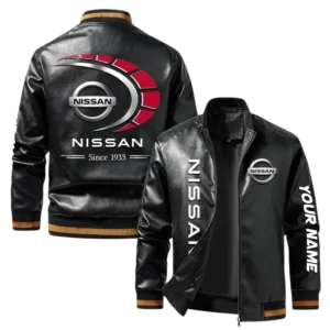 Vintage Nissan Exclusive Logo Jacket, Classic Ribbed Collar and Striped Cuffs, Custom Name TN01042025Y12LJ93CT1NIS
