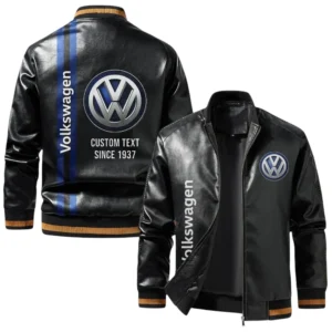 Vintage Volkswagen Exclusive Logo Jacket, Classic Ribbed Collar and Striped Cuffs, Custom Name TN01042025Y12LJ93CT1VOL