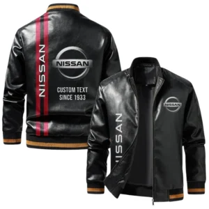 Vintage Nissan Exclusive Logo Jacket, Classic Ribbed Collar and Striped Cuffs, Custom Name TN01042025Y12LJ93CT2NIS