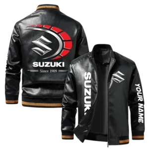 Vintage Suzuki Exclusive Logo Jacket, Classic Ribbed Collar and Striped Cuffs, Custom Name TN01042025Y12LJ93CT2SUZ