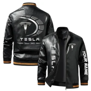 Vintage Tesla Exclusive Logo Jacket, Classic Ribbed Collar and Striped Cuffs, Custom Name TN01042025Y12LJ93CT2TES