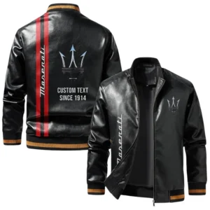 Vintage Maserati Exclusive Logo Jacket, Classic Ribbed Collar and Striped Cuffs, Custom Name TN01042025Y12LJ93CT3MAS