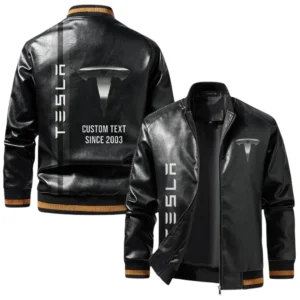 Vintage Tesla Exclusive Logo Jacket, Classic Ribbed Collar and Striped Cuffs, Custom Name TN01042025Y12LJ93CT3TES