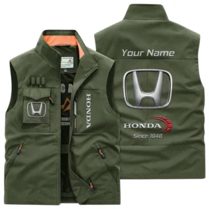Honda Multi Pocket Vest Sleeveless Men Outdoor Vest Lightweight Custom Name For Fans TN170425Y39MPVCT1HON