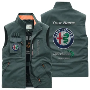 Alfa Romeo Multi Pocket Vest Sleeveless Men Outdoor Vest Lightweight Custom Name TN170425Y39MPVCT1ALR