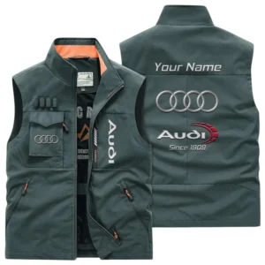 Audi Multi Pocket Vest Sleeveless Men Outdoor Vest Lightweight Custom Name TN170425Y39MPVCT1AUD