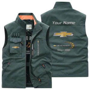 Chevrolet Silverado Multi Pocket Vest Sleeveless Men Outdoor Vest Lightweight Custom Name TN170425Y39MPVCT1CHS