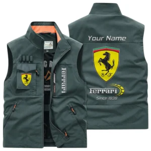 Ferrari Multi Pocket Vest Sleeveless Men Outdoor Vest Lightweight Custom Name TN170425Y39MPVCT1FER