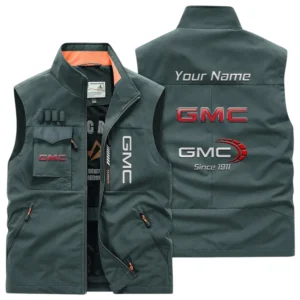 GMC Car Multi Pocket Vest Sleeveless Men Outdoor Vest Lightweight Custom Name TN170425Y39MPVCT1GMC